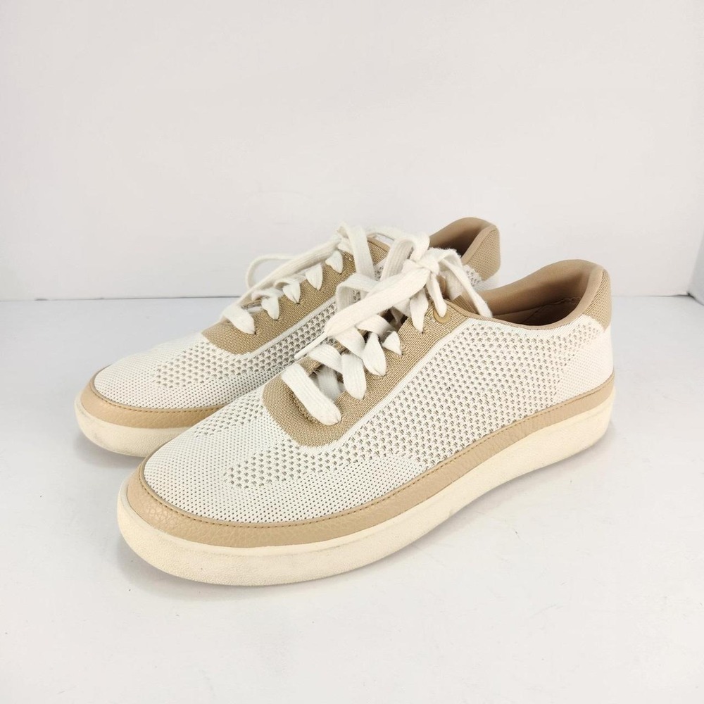 Vionic Women's Size 9 White Beige Knit Lace Up Casual Comfort Sneakers